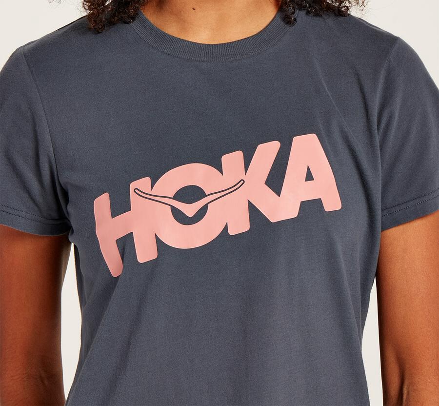 Hoka One One Tee Womens Blue - Brand - 96501TSFJ